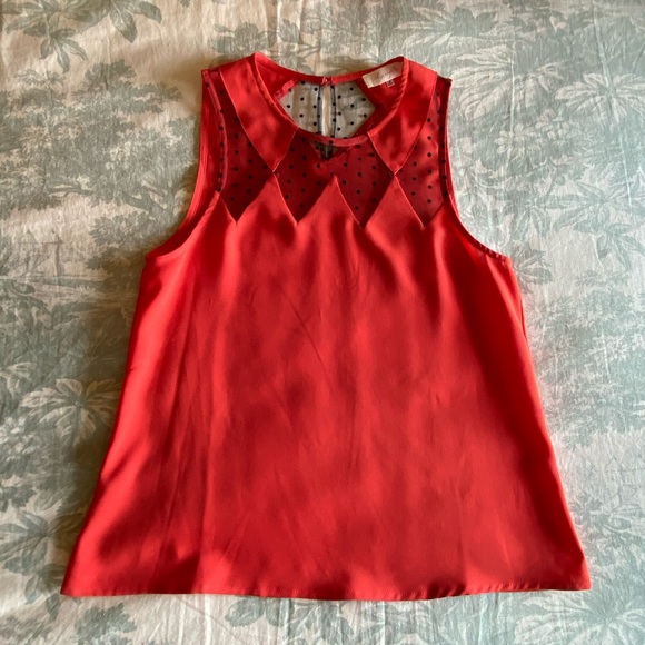 Sugarlips Red/Coral Top with Tulle Detail - Picture 6 of 11
